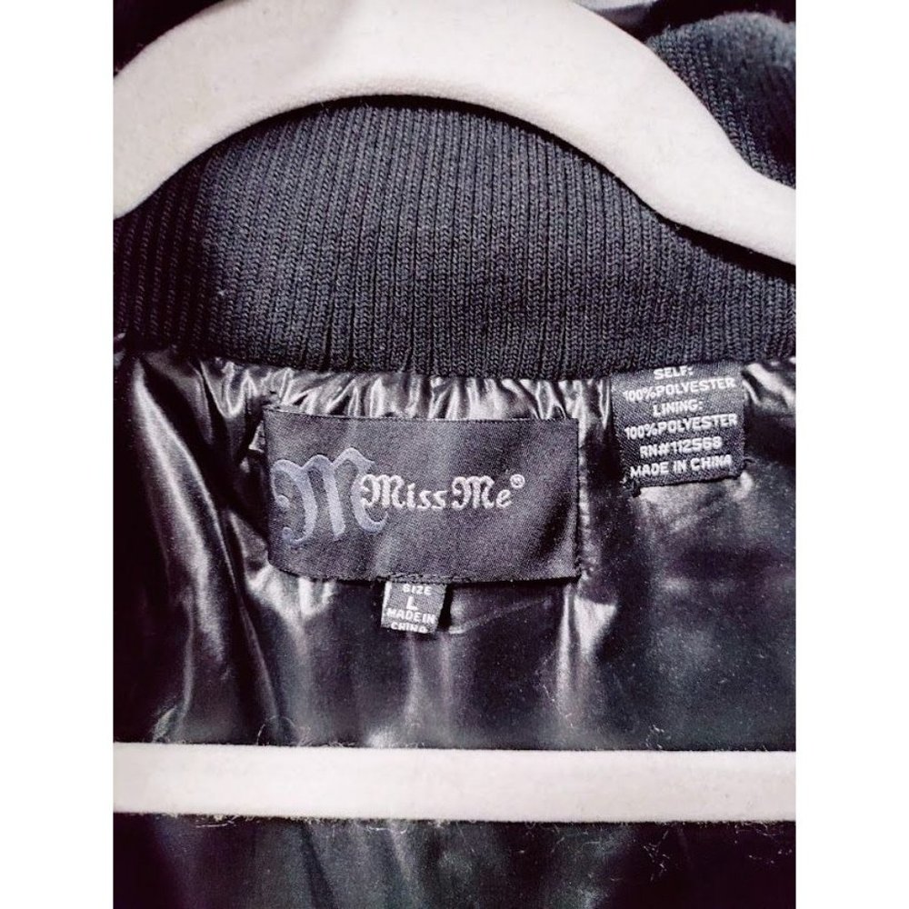 Miss Me Womens Faux Leather Hooded Sleeveless Full Zip Vest Jacket Black Large - Picture 3 of 9